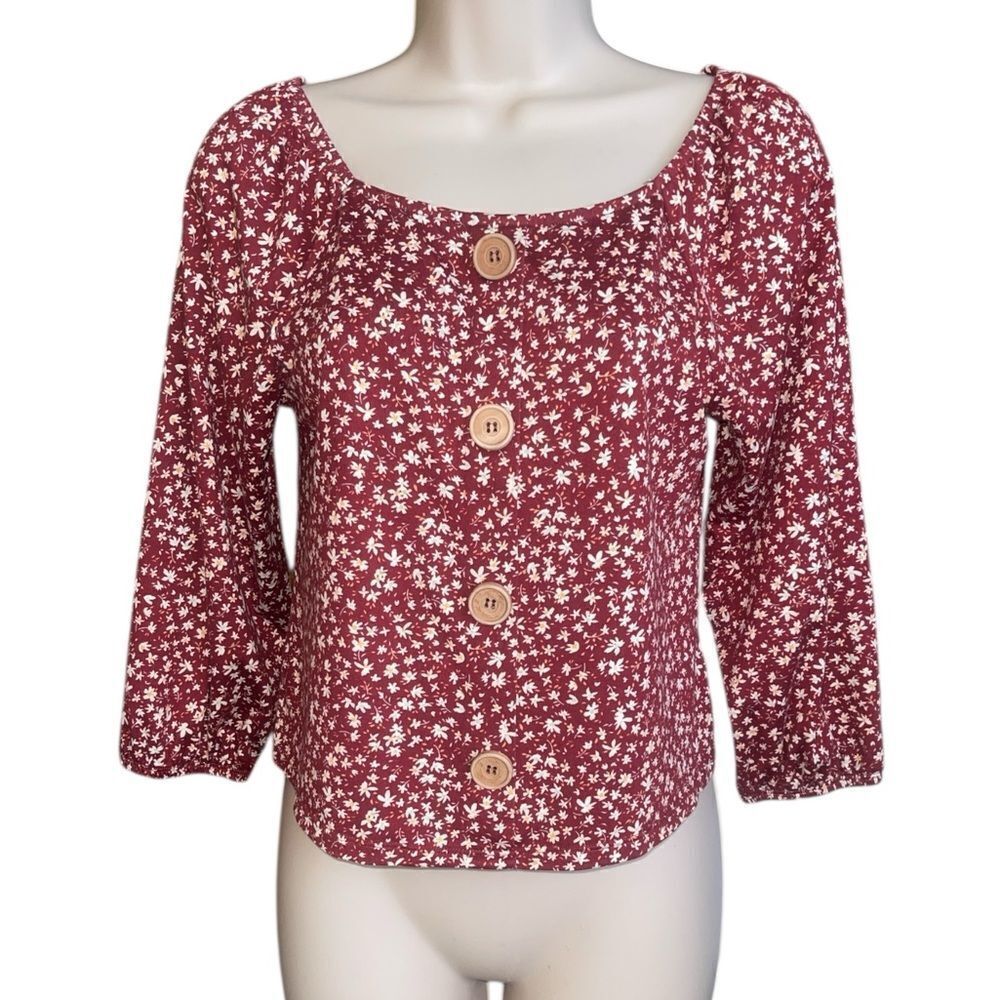 Self esteem super soft comfortable elastic openshoulder Burgundy Floral small